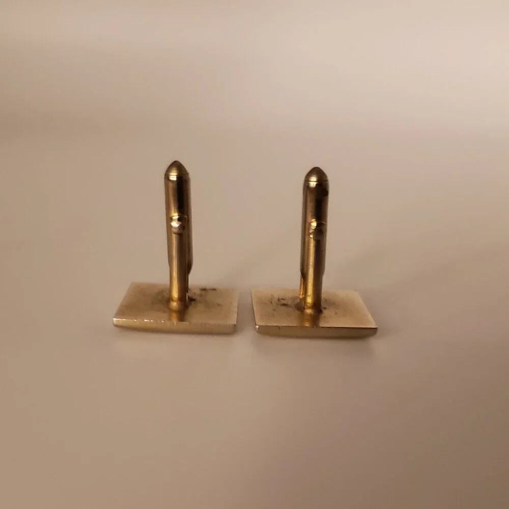Vintage Swank Men's Gold Tone Cuff Links Tie Clip Set Square Art Deco Geometric